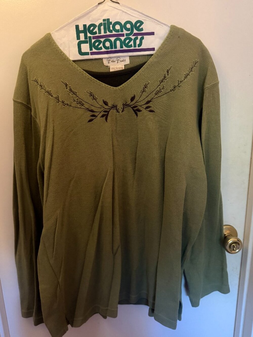 Bobbie Brooks Olive Green Knit Top W XL